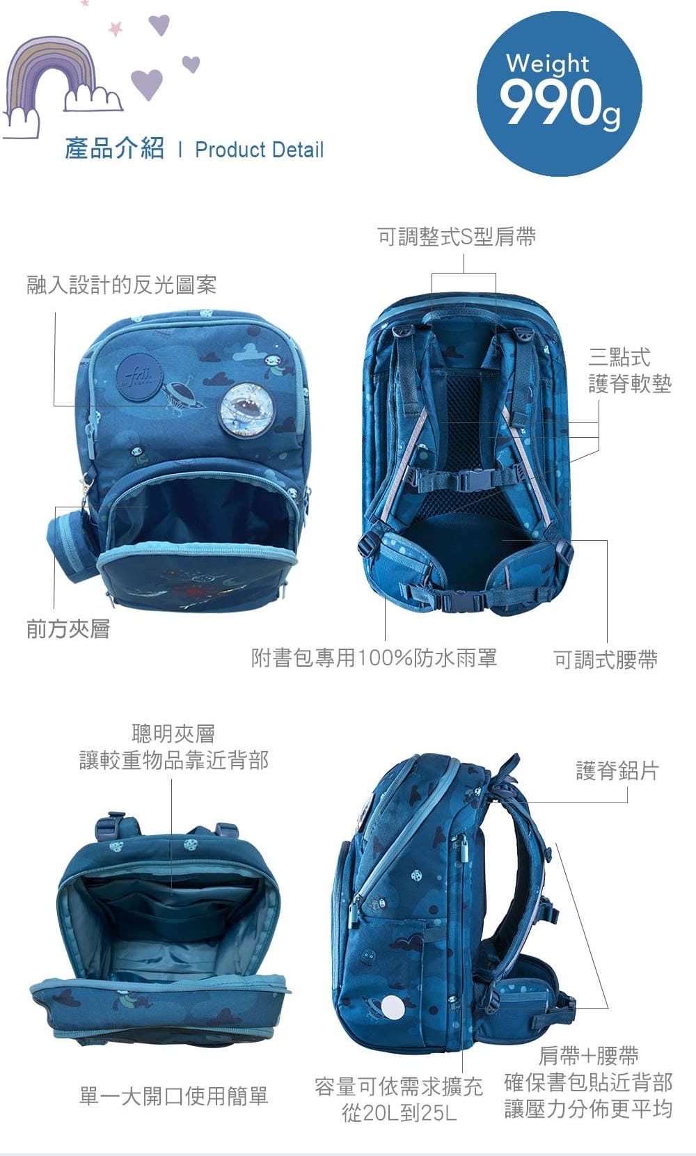 ▎2023▎北歐風輕量美型、超減壓【挪威Frii 輕量護脊書包】